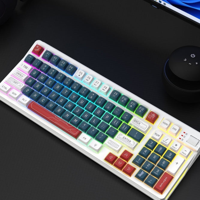 Combinación De Una Computadora De Escritorio De Sensación De Maquinaria Luminosa De Tres Colores