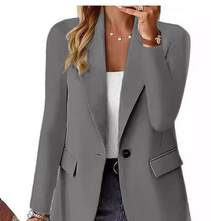 Ins Chaqueta con botones de solapa Chaqueta de traje casual de viajero de moda Tops de manga larga para mujer Ropa de abrigo