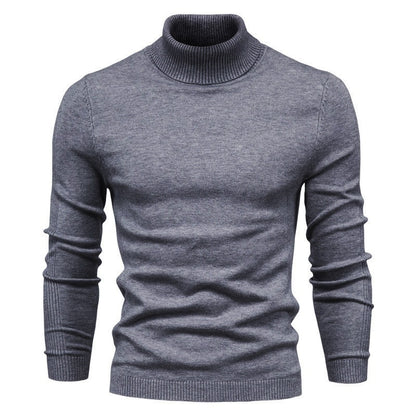 Suéter de cuello alto de invierno, moda, ajustado, de color sólido, top de punto, ropa para hombres