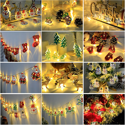 Cadena de luz LED de Navidad Papá Noel Alce Muñeco de nieve Adorno de Navidad Cadena de luz Decoraciones de Navidad Regalo de Navidad de Año Nuevo