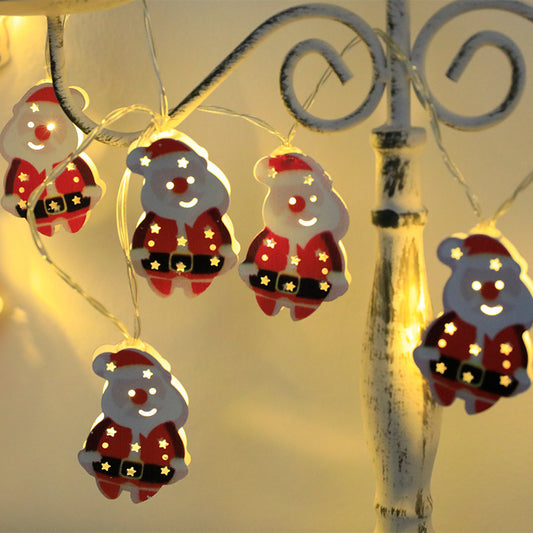 Cadena de luz LED de Navidad Papá Noel Alce Muñeco de nieve Adorno de Navidad Cadena de luz Decoraciones de Navidad Regalo de Navidad de Año Nuevo