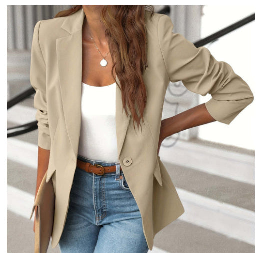 Ins Chaqueta con botones de solapa Chaqueta de traje casual de viajero de moda Tops de manga larga para mujer Ropa de abrigo