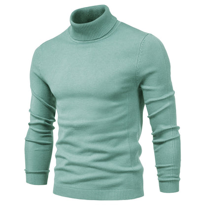 Suéter de cuello alto de invierno, moda, ajustado, de color sólido, top de punto, ropa para hombres