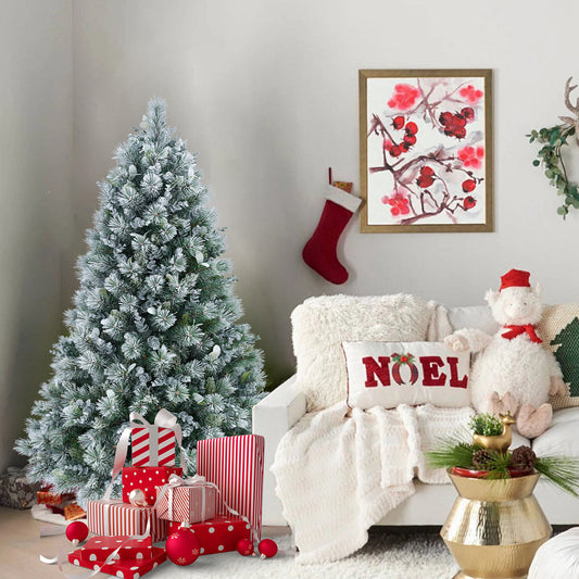 Árbol decorativo navideño con simulación de nieve
