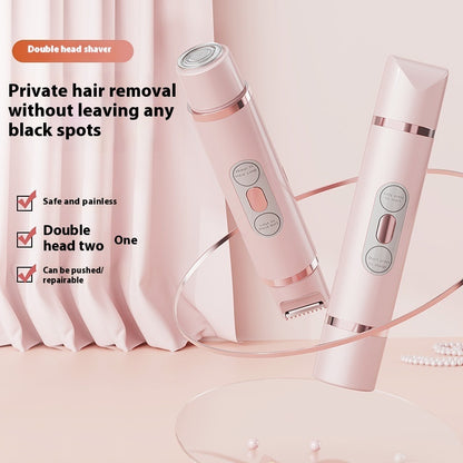 Afeitadora eléctrica de doble cabeza, depiladora indolora para mujeres, dispositivo de depilación de bikini, recortadora de pelo automática, axila, facial, labios, pierna