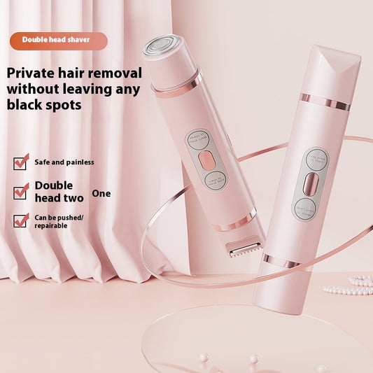 Afeitadora eléctrica de doble cabeza, depiladora indolora para mujeres, dispositivo de depilación de bikini, recortadora de pelo automática, axila, facial, labios, pierna