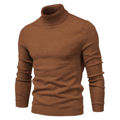 Suéter de cuello alto de invierno, moda, ajustado, de color sólido, top de punto, ropa para hombres