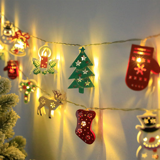 Cadena de luz LED de Navidad Papá Noel Alce Muñeco de nieve Adorno de Navidad Cadena de luz Decoraciones de Navidad Regalo de Navidad de Año Nuevo