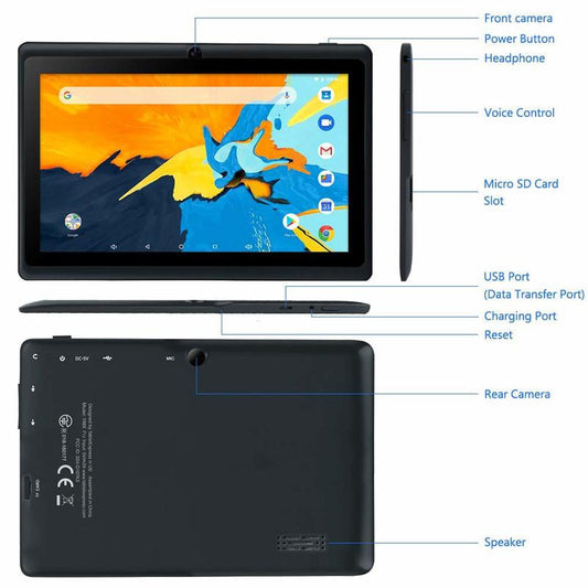 Tableta de 7 pulgadas, tableta para niños, pantalla Full HD