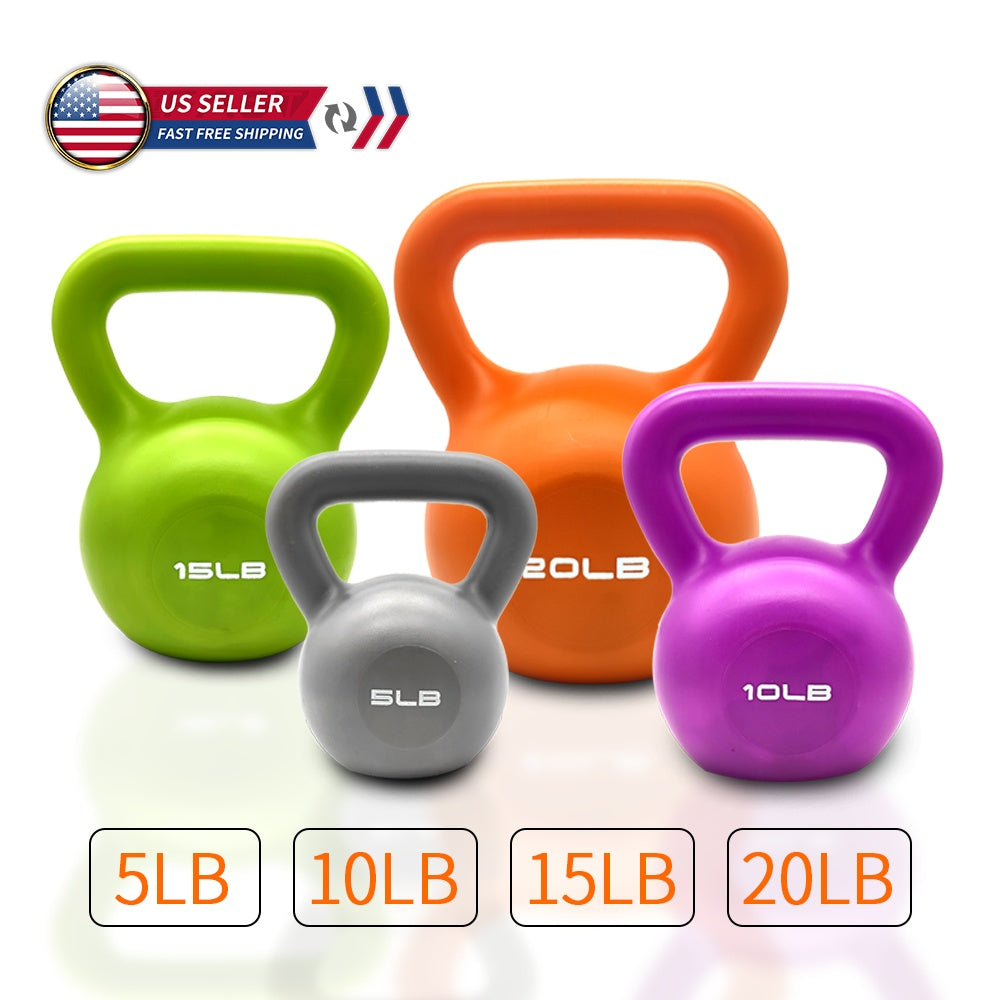 Juego de pesas rusas de 15 lbs, pesas para entrenamiento de fuerza para mujeres, pesa rusa recubierta de vinilo para gimnasio en casa, equipo de levantamiento de pesas, agarre cómodo con mango ancho