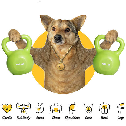Juego de pesas rusas de 15 lbs, pesas para entrenamiento de fuerza para mujeres, pesa rusa recubierta de vinilo para gimnasio en casa, equipo de levantamiento de pesas, agarre cómodo con mango ancho