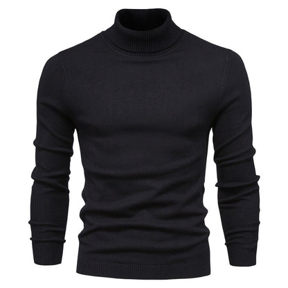 Suéter de cuello alto de invierno, moda, ajustado, de color sólido, top de punto, ropa para hombres