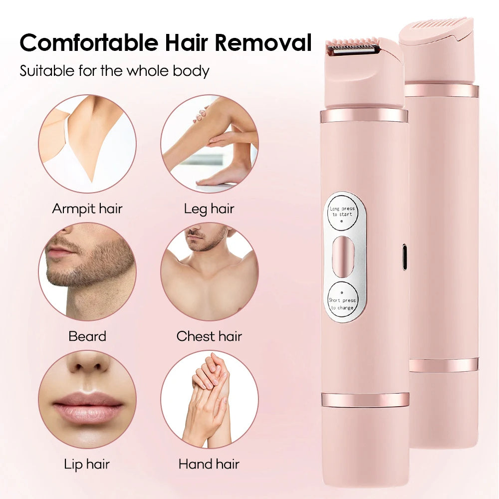 Afeitadora eléctrica de doble cabeza, depiladora indolora para mujeres, dispositivo de depilación de bikini, recortadora de pelo automática, axila, facial, labios, pierna