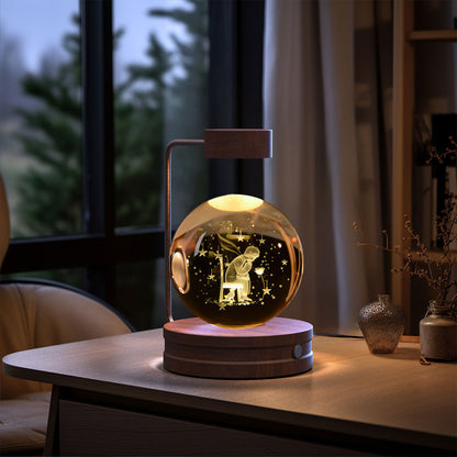 Bola de cristal Dinosaurio cósmico Luz nocturna interior Energía USB Luz de noche cálida Regalo de cumpleaños Lámpara de noche