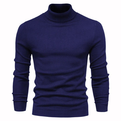 Suéter de cuello alto de invierno, moda, ajustado, de color sólido, top de punto, ropa para hombres