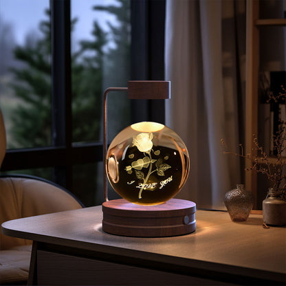 Bola de cristal Dinosaurio cósmico Luz nocturna interior Energía USB Luz de noche cálida Regalo de cumpleaños Lámpara de noche