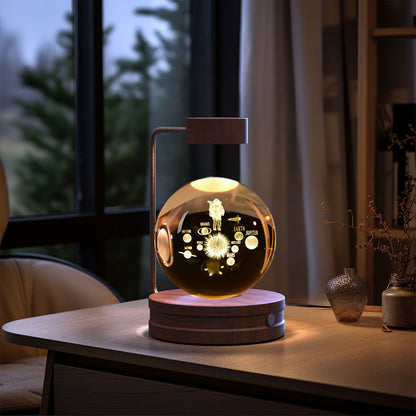 Bola de cristal Dinosaurio cósmico Luz nocturna interior Energía USB Luz de noche cálida Regalo de cumpleaños Lámpara de noche