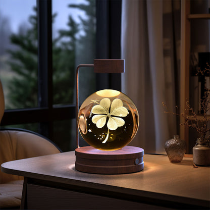 Bola de cristal Dinosaurio cósmico Luz nocturna interior Energía USB Luz de noche cálida Regalo de cumpleaños Lámpara de noche