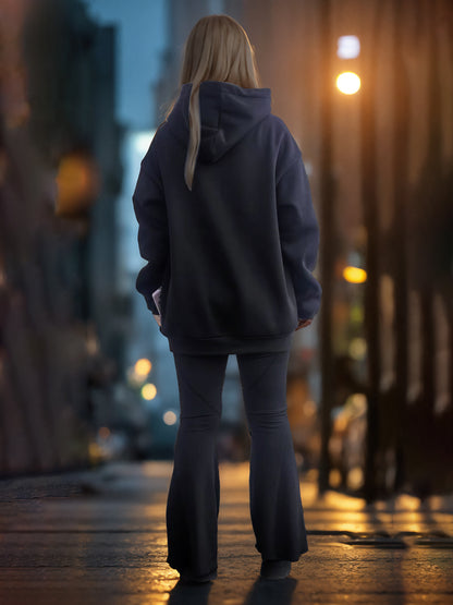 Sudadera con capucha estampada de manga larga de color sólido de moda para hombres y mujeres