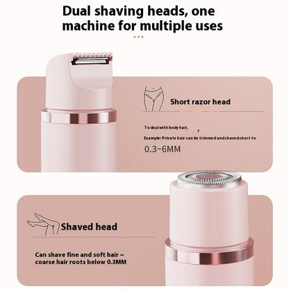 Afeitadora eléctrica de doble cabeza, depiladora indolora para mujeres, dispositivo de depilación de bikini, recortadora de pelo automática, axila, facial, labios, pierna