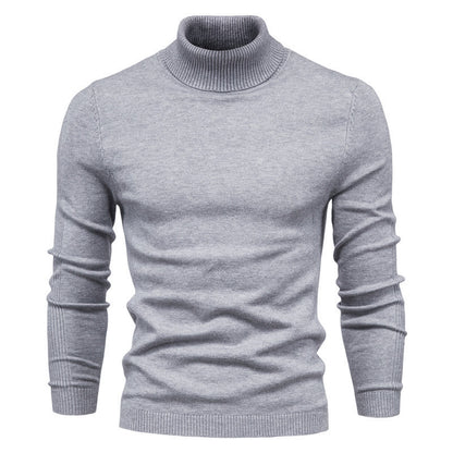 Suéter de cuello alto de invierno, moda, ajustado, de color sólido, top de punto, ropa para hombres