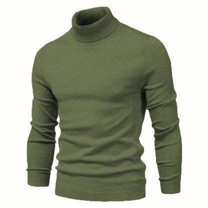 Suéter de cuello alto de invierno, moda, ajustado, de color sólido, top de punto, ropa para hombres