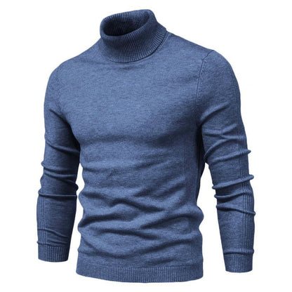 Suéter de cuello alto de invierno, moda, ajustado, de color sólido, top de punto, ropa para hombres