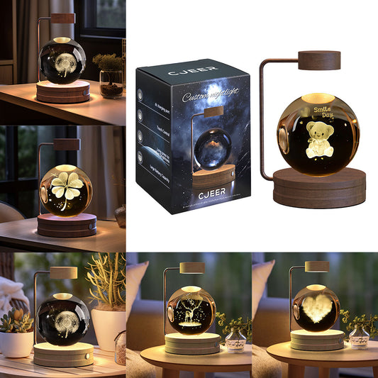 Bola de cristal Dinosaurio cósmico Luz nocturna interior Energía USB Luz de noche cálida Regalo de cumpleaños Lámpara de noche