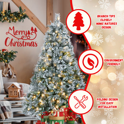 Árbol decorativo navideño con simulación de nieve