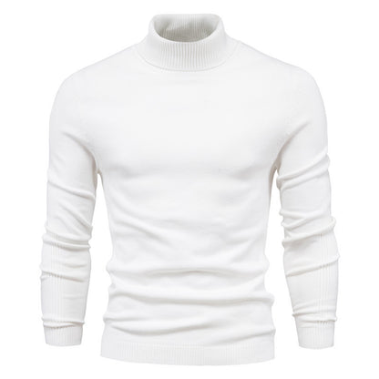 Suéter de cuello alto de invierno, moda, ajustado, de color sólido, top de punto, ropa para hombres