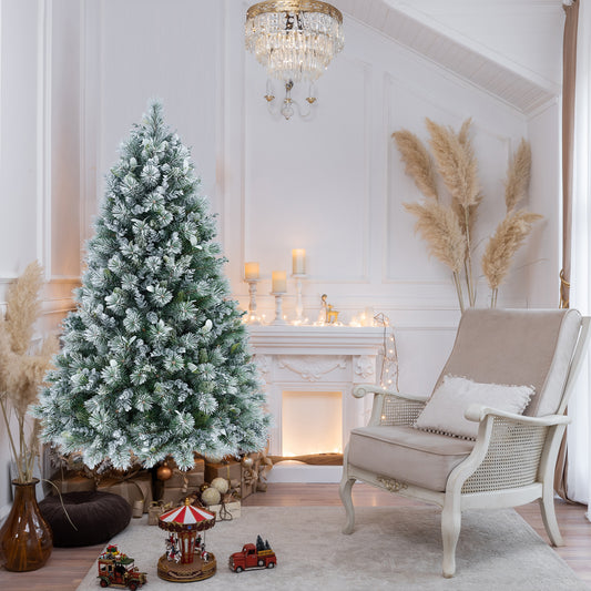 Árbol decorativo navideño con simulación de nieve